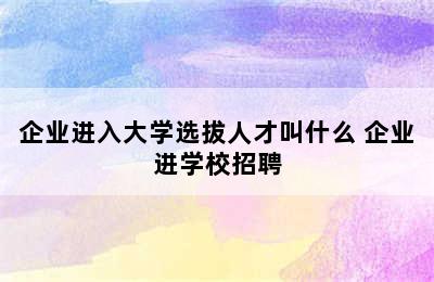 企业进入大学选拔人才叫什么 企业进学校招聘